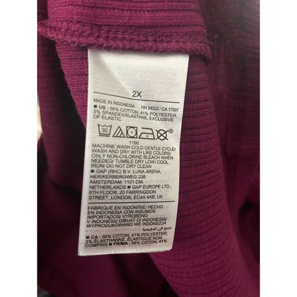 Old Navy T Shirt Women's Plus Size 2X Winter Wine Long Sleeve Slim Cinched Rib - Picture 4 of 8